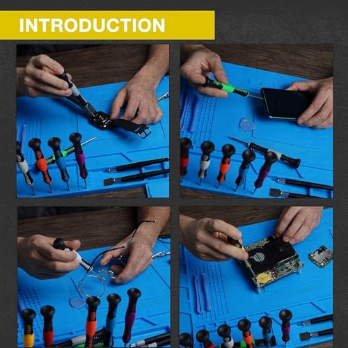 Image of XIKKART Silicone Magnetic Mat Rug For Laptop Mobile Repairing, 932F Heat Resistant Work Mat Large 17.8x11.8 inch Soldering Mat for Soldering, Cell Phone, Drone, Electronics (Blue, 30x45 Centimeter)