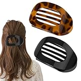 Haarklammern für Damen, 2 Stück Haarspange Flach, Flat Claw Clip, Flach Sicherer Halt Innenzähne Haar Krallen, für Mädchen und Frauen, Alltag, Sport oder Entspannung