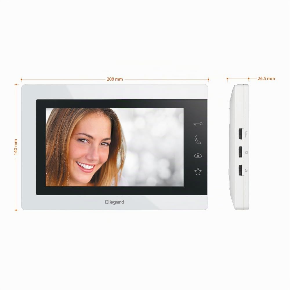 LEGRAND, Easykit Essential 367915 Kit d'interphone vidéo avec connecteur 2 fils, moniteur couleur 7" et caméra grand angle 1/2, kit de maison familiale, extensible, alimentation encastrée en ligne,