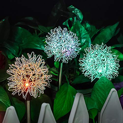 Luces de estaca de jardín solar de crisantemo para iluminar caminos 7