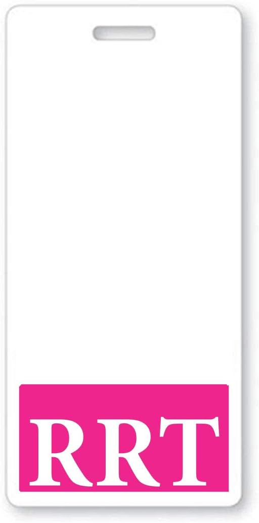 RRT Badge Buddy - Vertical Heavy Duty Badge Buddies for Registered Respiratory Therapists Spill Proof & Tear Resistant - Double Sided - Quick Role Identifier ID Card by Specialist ID (Hot Pink)