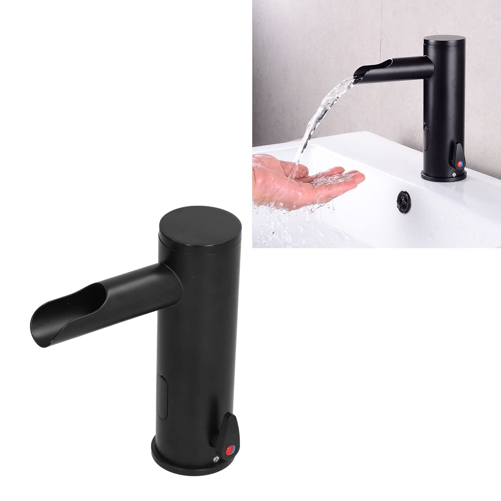 Rubinetto per Lavabo Senza Tocco, Rubinetto con Sensore Automatico di Movimento in Ottone Che Supporta Sia Acqua Calda Che Fredda, Adatto per Scuole, Ospedali
