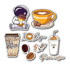 Aapki Marzi Cute Coffee Stickers, Pack of 8, Matte Finish, Waterproof ...