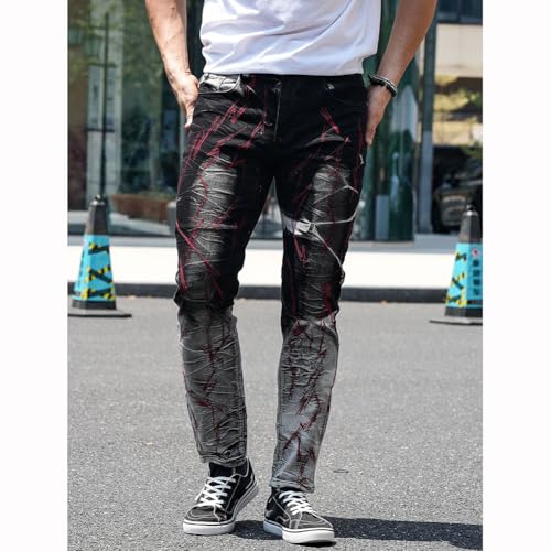 Men's Distressed Denim Jeans Slim Fit Vintage Moto Jeans Streetwear2