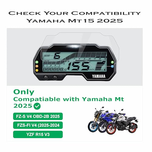 Image of OHAYO 9H Hard Screen Protector for Yamaha MT 15, FZ-S V4 OBD-2B 2025, FZS-FI V4 (2025-2024), YZF R15 V3 Instrument Cluster Display Guard | Anti Fingerprint, Military Strength, Scratch Resistant | Not Tempered Glass | Pack of 1