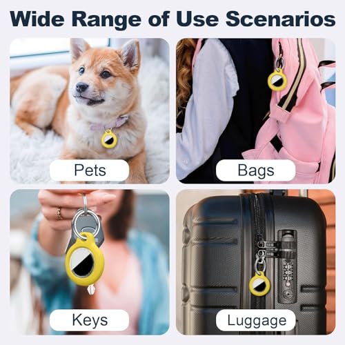 Image of MOLOSLEEVE Case for AirTag 2nd Gen (2026) & 1st Gen, Shockproof Holder Anti-Scratch Protective Cover for Air Tags, Men's Women's Keyrings & Keychains for Keys, Luggage, Bags, Yellow