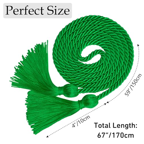 Image of Graduation Honor Cords Green Yarn Cords with Tassels for Graduation Students
