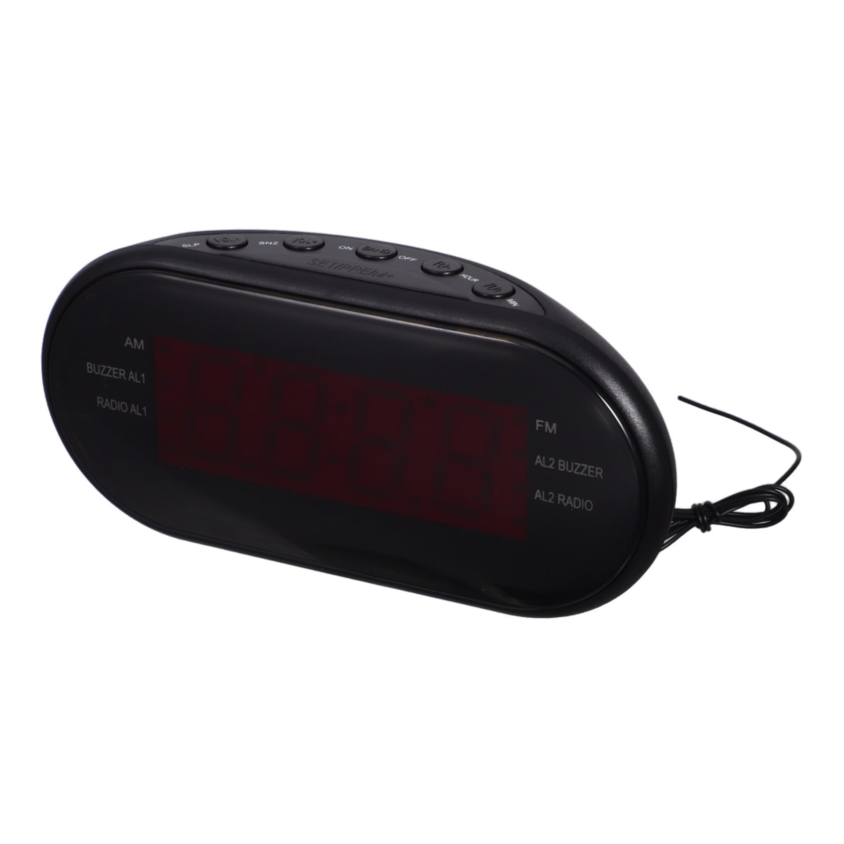 LABRIMP Radio Reloj Despertador Digital Am/FM con Doble Alarma Rojo | Proyección de Hora, Temporizador de Sueño, Plástico, Radio Am, Pantalla Curva