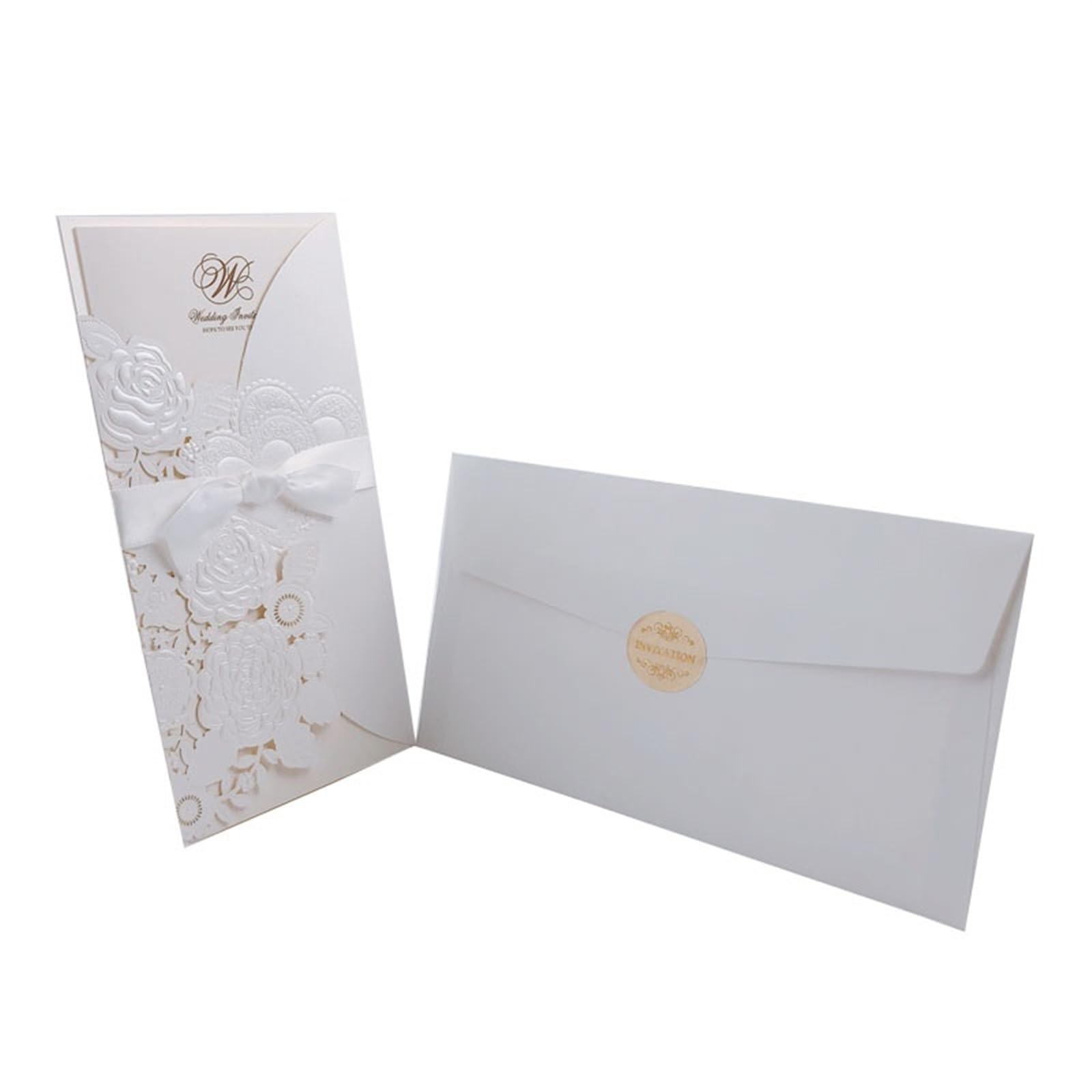 Einladungskarten Hochzeit 50 Stück lasergeschnittene Rosenherz-Hochzeitseinladungskarten, Grußkarten, individuell anpassbar mit Band, Hochzeitsdekoration, Event-Partyzubehör Hochzeitseinladungskarten(