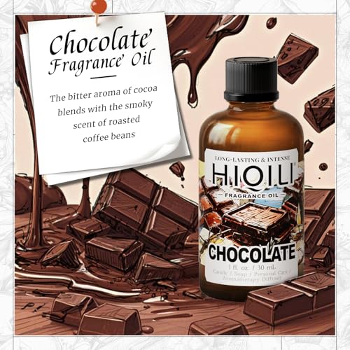 Image of HIQILI Chocolate Fragrance Oil for DIY Candle & Soap Making - 1 Fl Oz | Ideal for Home Essential Oil Diffuser, Aromatherapy & Humidifier, Long Lasting Scents - 30 ML