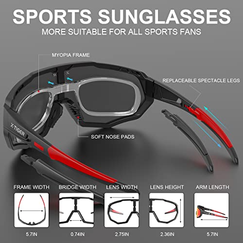 X-TIGER-Gafas-de-Ciclismo-con-5-Lentes-Intercambiables-Adecuadas-Para-el-Ciclismo-el-Golf-la-Pesca-la-Conduccion-Y-Otros-Deportes-al-Aire-Libre-UV400