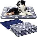 VitalCozy 4 Pcs Winter Dog Crate Pads, Ultra Soft Warm Washable Dog Cat Bed Mat for Pet Crate Comfortable Replaceable Reversible Kennel Pad for Small, Medium, Large Dogs(18 x 24 x 1.6 Inch,Blue)