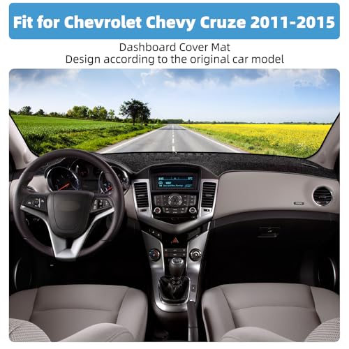 Image of Dash Cover Mat Compatible with Chevrolet Chevy Cruze 2011-2015 Non-Slip Dashboard Cover Mat Sunshade UV Rays Protector Interior Accessories(for with Front Dash Storage)