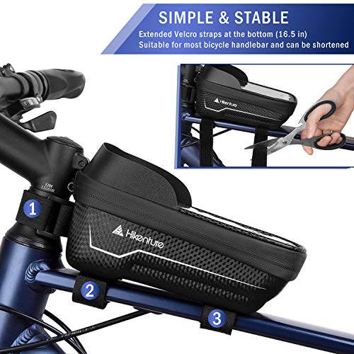 Hikenture Bike Frame Bag For Phone, Waterproof Bike Handlebar Bag, 6.5 Inch Sensitive Touch Screen Top Tube Bike Front Bag, Bicycle Motorcycle Phone Holder For Iphone X/11/12/13 Pro Galaxy #TOP5