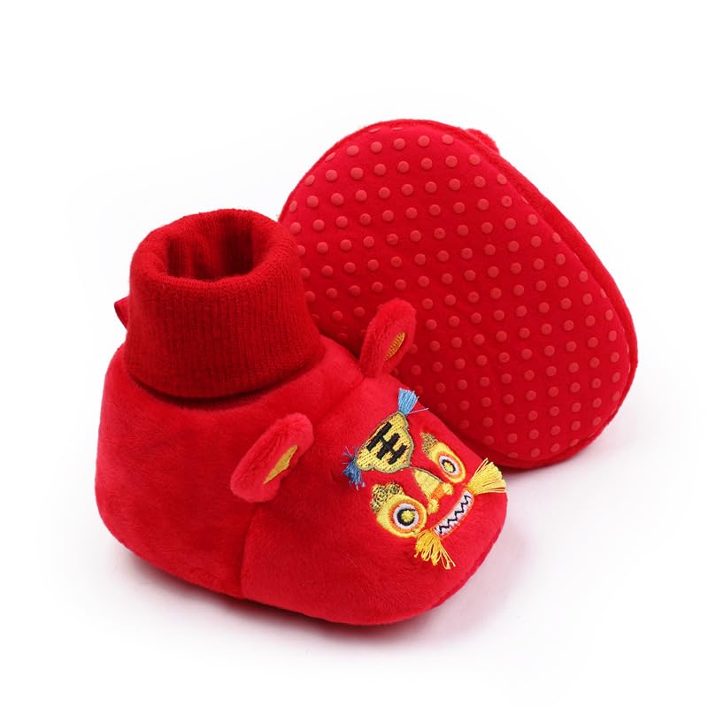 Newborn Baby Red Booties Non-Slip Sole for Toddler Boys Girls Cozy Socks Shoes3
