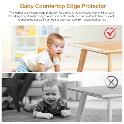 Image of Baby Countertop Edge Protector, Clear Table Corner Guards for Baby Proofing, Pre-Taped Adhesive Soft Bumper for Kids Safety, Silicone Edge Protector fit Wall Furniture Edge Bumper - Food Grade (2Pack)