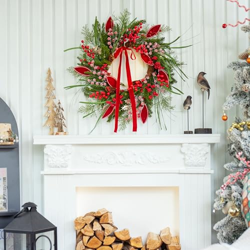Pre-lit-Christmas-Wreath-with-LightsOutdoor-Christmas-Wreaths-for-Front-Door-22-Inch-Xmas-Door-Wreath-with-Pine-Needles-Pine-Cones-and-Red-Berries-Farmhouse-Home-Christmas-Decorations Pre lit Christmas Wreath with LightsOutdoor Christmas Wreaths for Front Door 22 Inch Xmas Door Wreath with Pine Needles Pine Cones and Red Berries Farmhouse Home Christmas Decorations