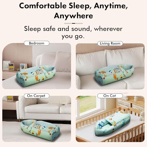 Image of StarAndDaisy 2-in-1 Baby Sleeping Bag with Mosquito Net for Newborn -Soft & Breathable Cotton Sleeping Sack Cum Wrapper /Foldable Bag for Baby Protection /Infant (0-12 Months) (Aqua Print)