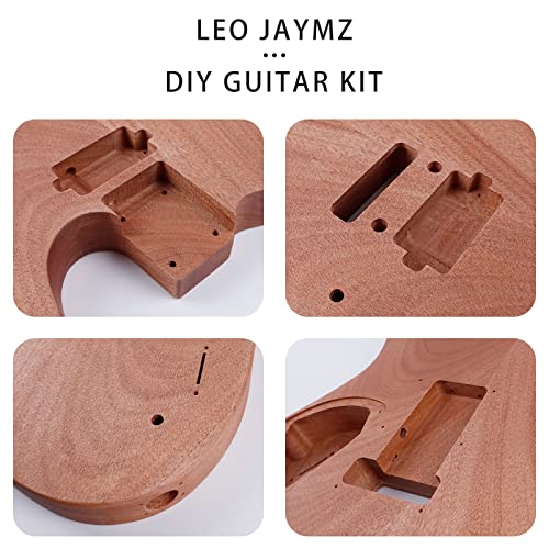 Image of Leo Jaymz DIY TL Style Electric Guitar Kits Roasted Maple Neck and Maple Fingerboard - Mahogany Body and Frameless Pickups - 2 point tremolo bridge - Pluggable wires