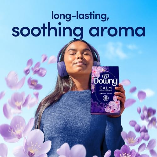Downy Calm Mega Dryer Sheets, Large Fabric Softener Sheets for Laundry , Static Guard & Softness Boost, Laundry Dryer and Fabric Sheets, 180 Count - image 2