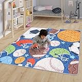 OUUTMEE Alfombra para gatear para bebé, 127 x 127 x 2 cm/50" x 50", alfombra de juegos plegable, parte inferior antideslizante, adecuada para salón, habitación infantil y dormitorio, diseño de bola