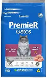 PremieR Pet Ambientes Internos Ração Seca para Gatos Castrados 7 a 11 Anos Sabor Frango 7,5kg