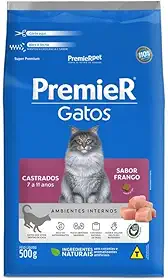 PremieR Pet Ambientes Internos Ração Seca para Gatos Castrados 7 a 11 Anos Sabor Frango 7,5kg