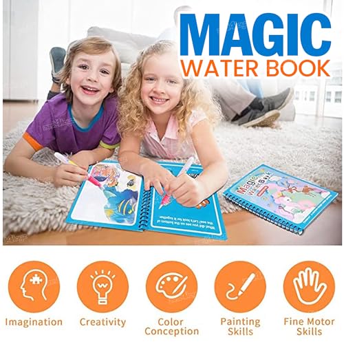 Image of Zest 4 Toyz Magic Water Drawing Book for Kids Reusable Coloring Book with Water Pen Mess-Free Activity Book Educational Toy for Toddlers Boys and Girls - Ages 3 to 5 (Pack of 1)