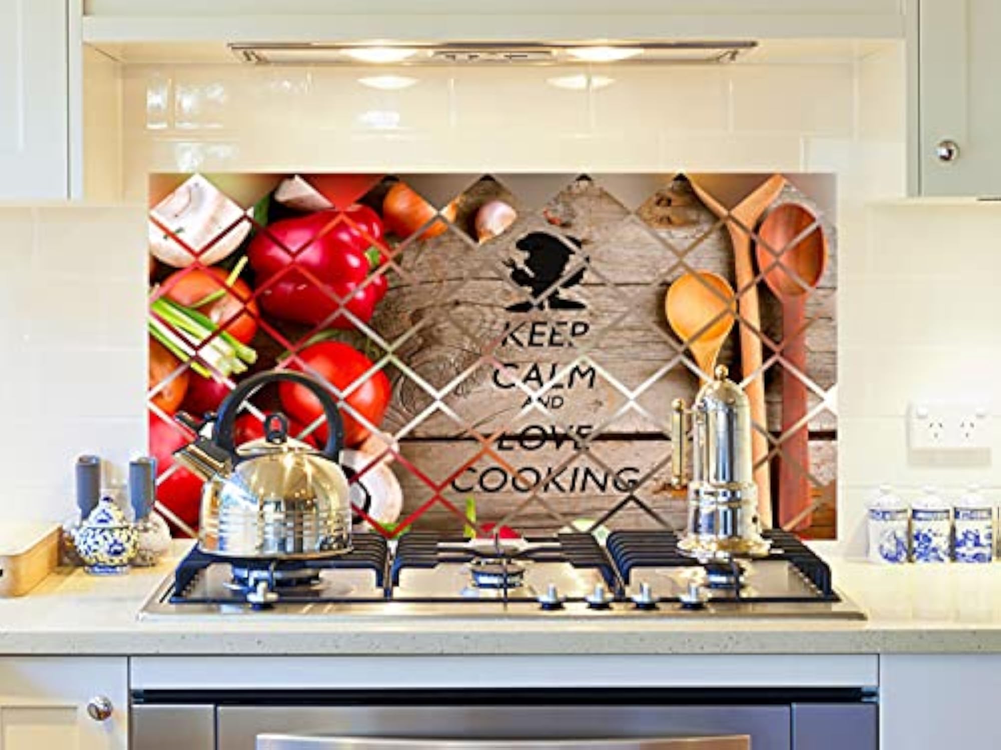 Keep Calm & Love Cooking Kitchen Sticker, Multicolour