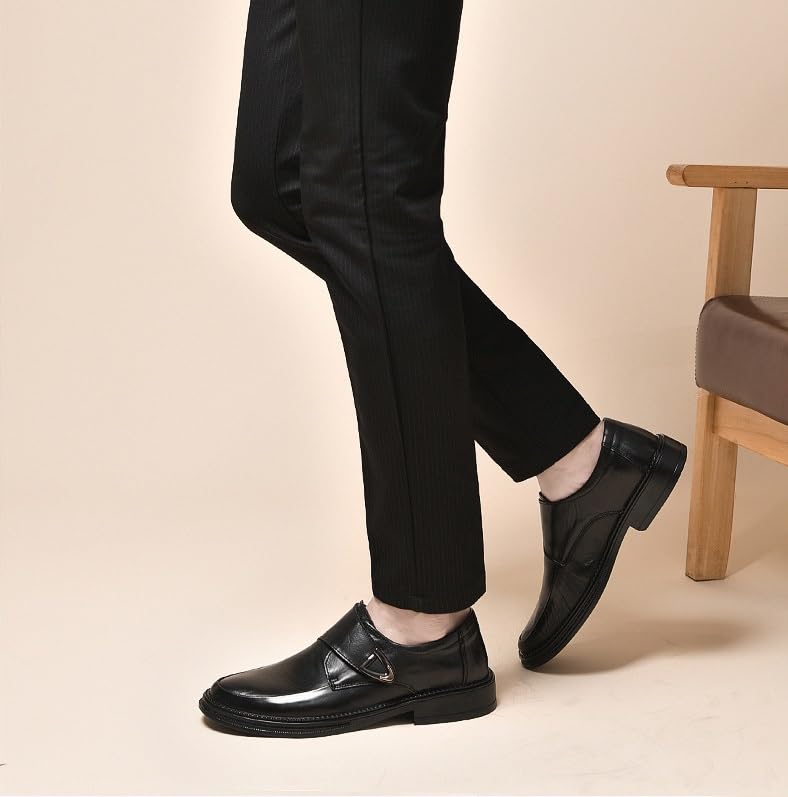 Men's Classic Leather Monk Strap Buckle Oxford Shoes Retro Comfortable Business Non-Slip Softsole Walking Dress Shoes3