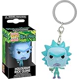Hologram Rick Clone: Fun ko Pocket Pop! Mini-Figural Keychain & 1 Cartoon Themed Trading Card...