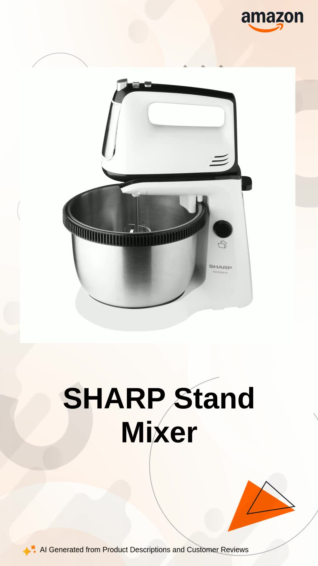 Maker's46様 Buy SHARP Stand Mixer EM-S34N-W (300W), 5-Speed, Turbo Mode, 3.4L