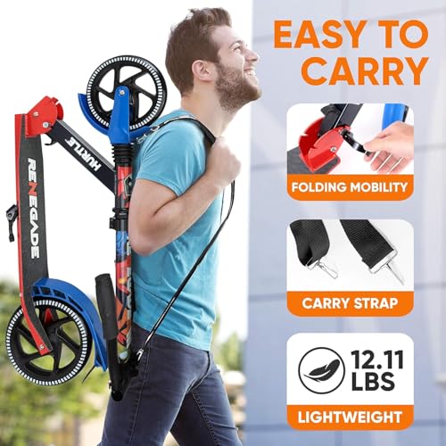 Image of Lightweight and Foldable Kick Scooter - Adjustable Scooter for Teens and Adult, Alloy Deck with High Impact Wheels (Graffiti)