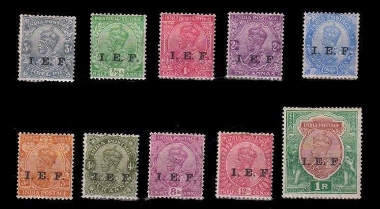 British India Pre Independence Stamps 1913 KGV King George V I.E.F Indian Expeditionary Forces Complete Set Mint