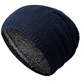  Amaci&Sons Unisex Damen Herren Slouch Beanie Strick-Mütze Teddyfleece 9003 Navyblau Einheitsgröße