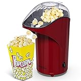CareUAll Hot Air Popcorn Maker, Upgraded Oil-free Pop Corn Popper, 1400W Max Hot Air Popper Popcorn Machine with Removable Lid and Measuring Spoon, Making Low Fat Healthy Snacks at Home (Vinaceous)