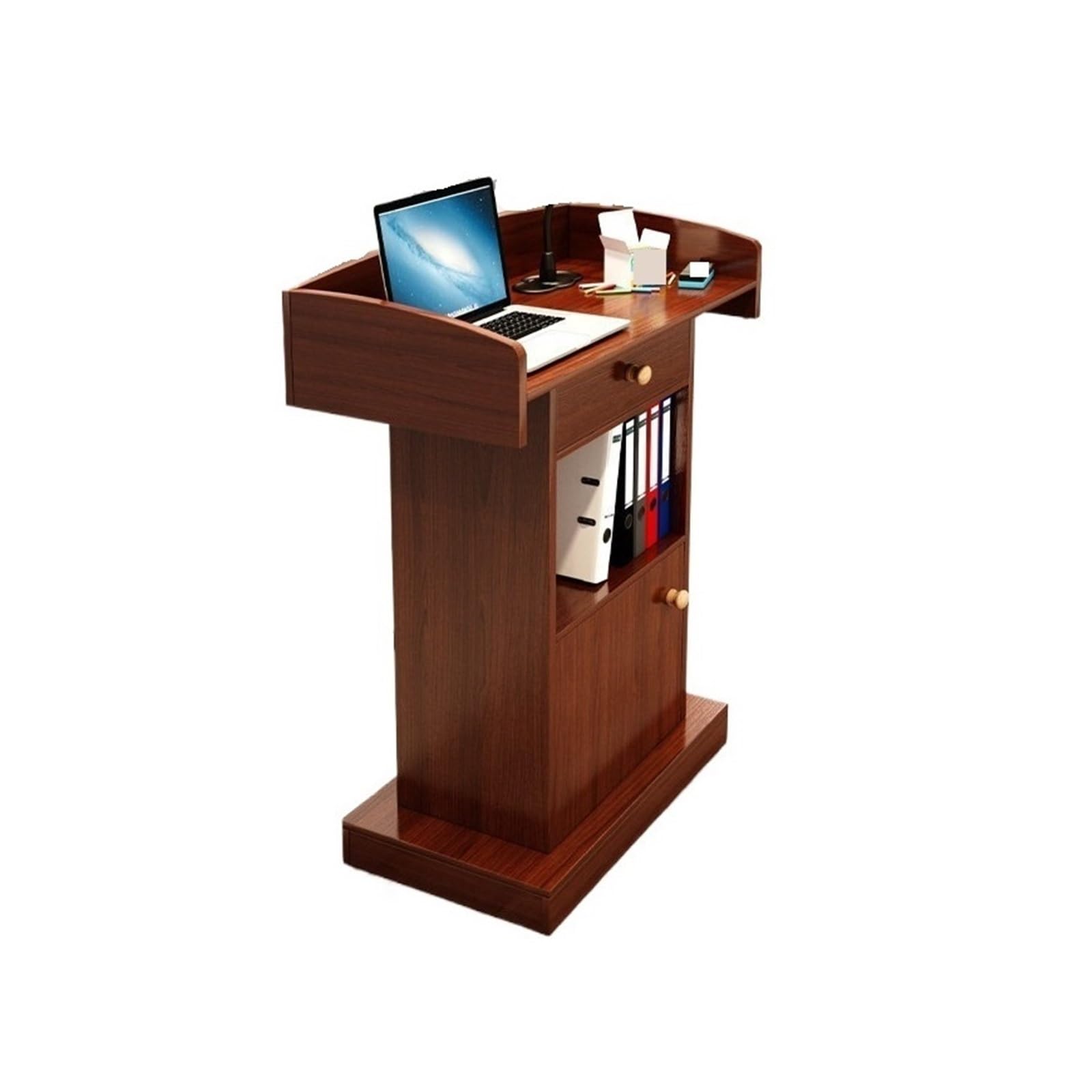 Głośnik Pulpit szkolny w stylu retro z szufladami i schowkami dla szkół firm Ambona(Brown)