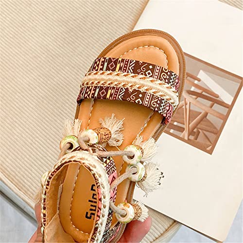 Girls Sandals Girls Open Toe Sandals Stilettos Fashion Tassel Ankle Strap Pumps Back Zip Little Girls Sock4
