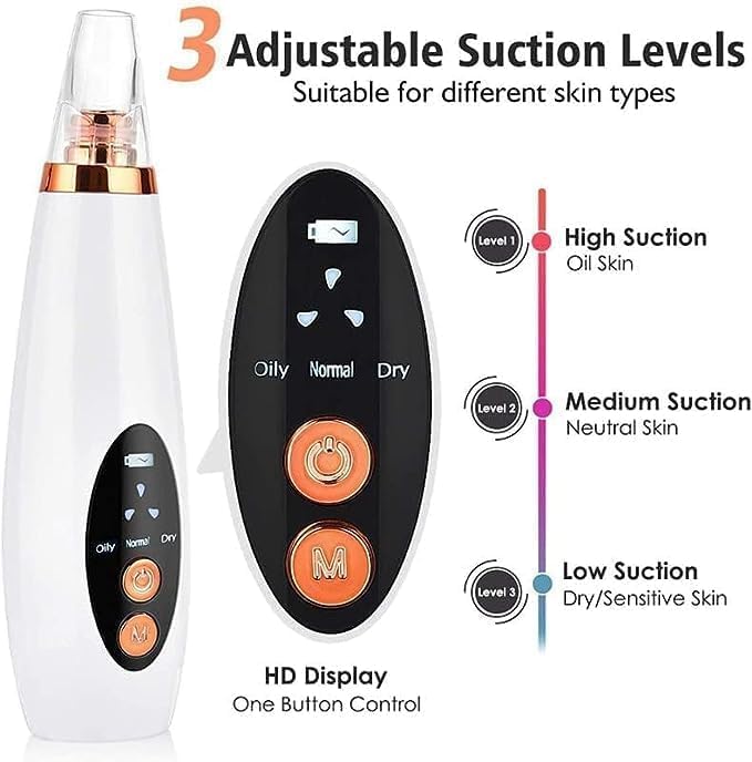 Image of 6 in 1 Multi-function Blackhead Remover Tools | Electric Derma suction Machine | USB Rechargeable Acne Pimple Pore Cleaner Vacuum tool - Facial Cleanser Device for Nose & Skin Care