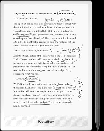 Image of PocketBook InkPad One | 10.3 inch E Ink Screen and Stylus for Active Reading | Essential Tools for Note-Taking | Bluetooth & Text-to-Speech Support | SMARTlight | 25 formats Support | Aluminum Frame