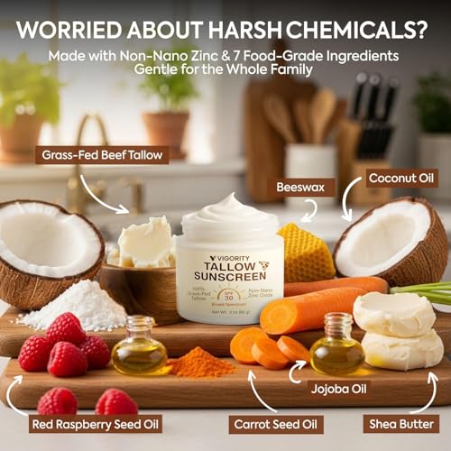 Image of Beef Tallow Sunscreen with Clear Zinc: Non-Toxic SPF 30 Sunscreen for Face & Body, Natural Sunblock with Nourishing Tallow & Botanical Extracts 2 Fl Oz