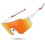 STORYCOAST Polarized Sports Sunglasses for Men Women,Driving Fishing Cycling Mountain Bike Sunglasses UV400 Protection Clear Frame-Red Mirror Lens