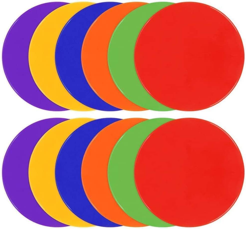 DODOLOOK8 Inch Poly Vinyl Spot Markers, Non Slip Rubber Agility Markers Flat Field Cones Floor Dots,for Exercise Drills, Sports, Speed Agility Training -12 Pcs