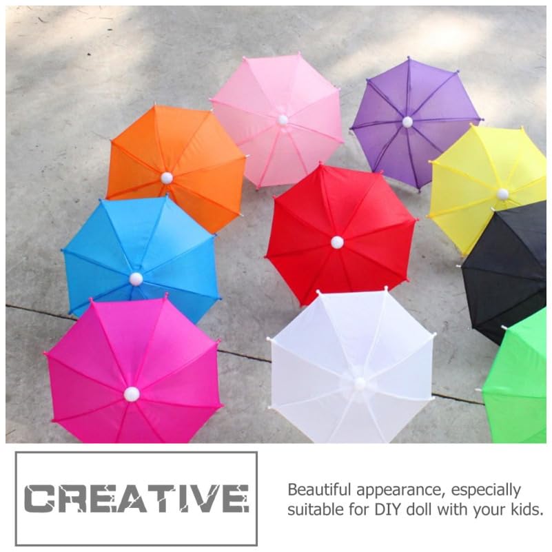 8 Paraguas Miniatura Para Muñecas – Decoración Resistente Para Casas De Muñecas – Colores Surtidos – 10x10x21.5 Cm