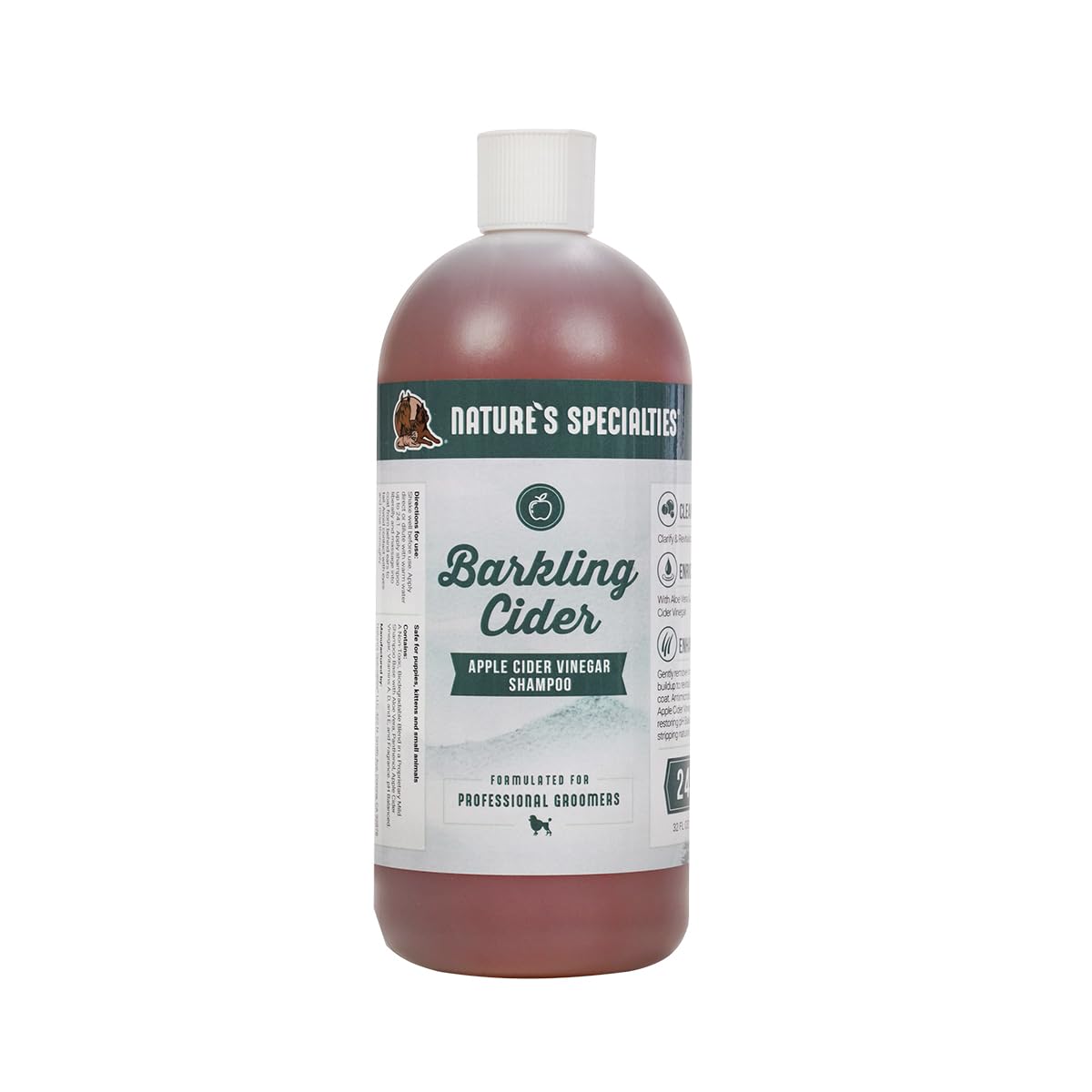 Nature's Specialties Barkling Cider Dog Shampoo - Clarifying Shampoo for Dogs & Cats - Dog Shampoo for Dry Itchy Skin - Added Apple Cider Vinegar to Revitalise Skin & Coats - Restores Coat, 946ml