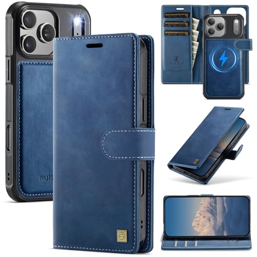 For 2025���f��iPhone17Pro�P�[�X�蒠�^2in1������ RFID�u���b�NMagsafe�Ή����C�����X�[�d�Ή� ���O�����R�}�O�l�b�g�������U�[�X�^���h�@�\�J�[�h���[�X�}�z�P�[�X�yMYH�z�A�C�t�H��17�v��/���ӂ���17�v���j�����p�����h�~