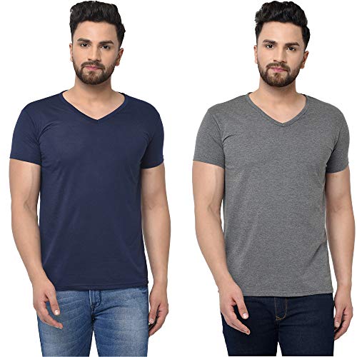 Image of JANGOBOY Men's V-Neck Cotton T-Shirt (Pack of 2)