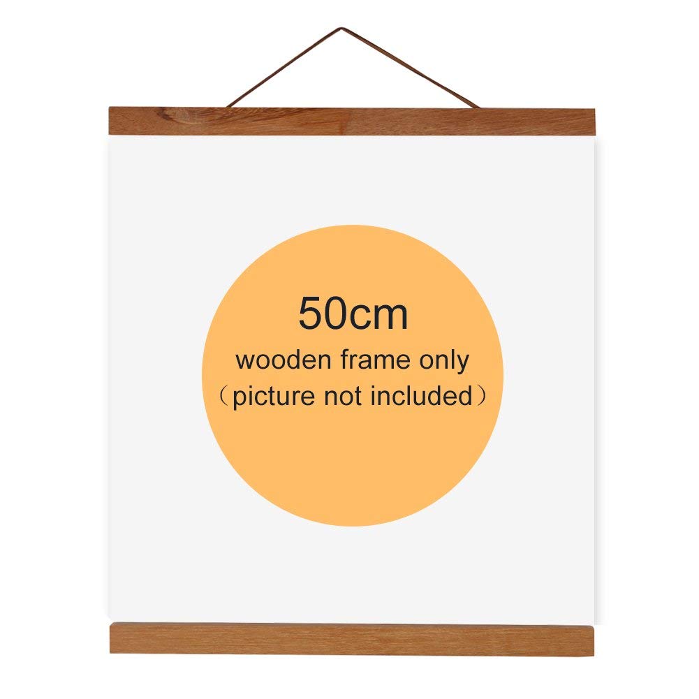 Cadre magnétique de photo en bois naturel de 50cm support de toile pour affiche murale