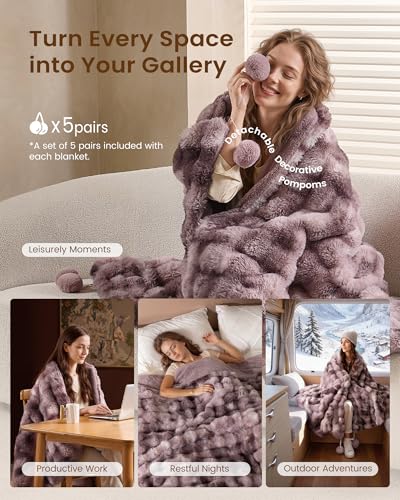 Image of Bearhug Heated Blanket Full Size 77 inchx 84 inch, Luxurious Faux Rabbit Fur Dual-Sided Electric Blankets, 10 Heat Settings Heat Blanket, 9 Hour Auto Shut-Off, Machine Washable, Gift-Ready Elegant Packaging