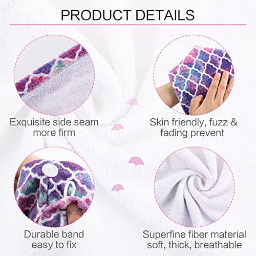 Madholly 3Pcs Microfiber Hair Towel Wrap- Super Absorbent Instant Hair Drying Towels- Soft Drying Hair Wrap Towels With Button Anti Frizz For Girls Women Kids Long Curly Thick Hair (Ginkgo Leaf) #TOP3